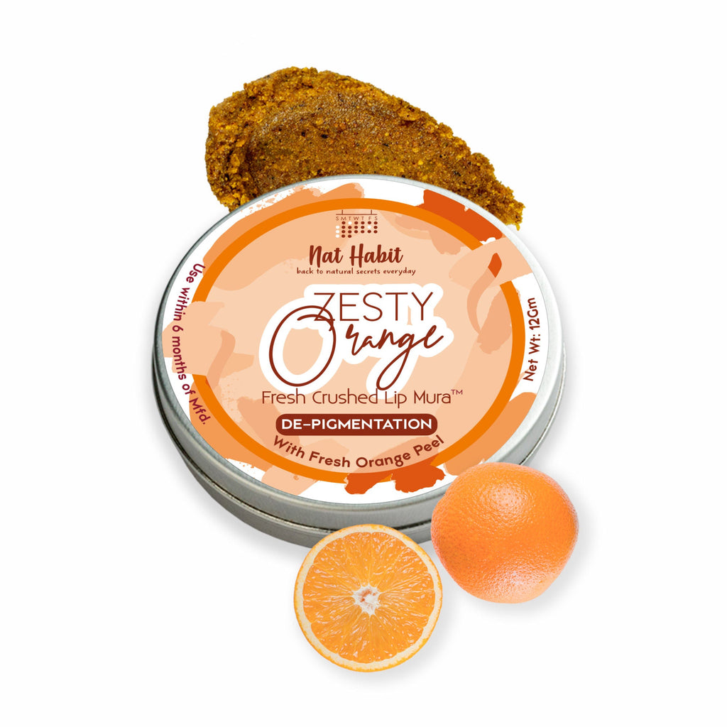 Nat Habit Zesty Orange Lip Scrub for dark lips, Lightening Lip Mask for Pigmentation, Discoloration