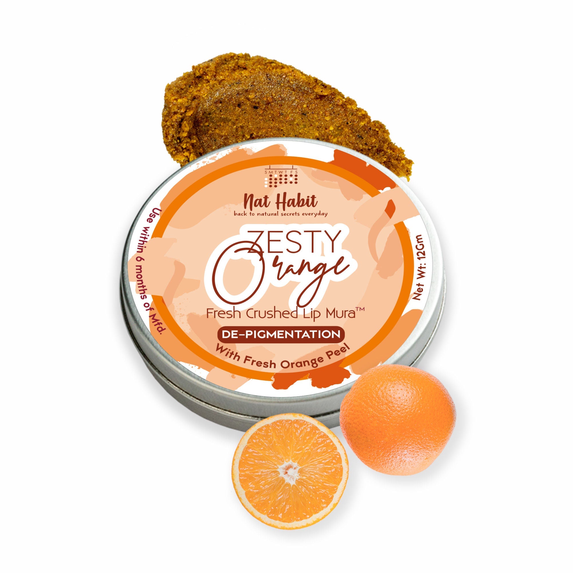 Nat Habit Zesty Orange Lip Scrub for dark lips, Lightening Lip Mask for Pigmentation, Discoloration