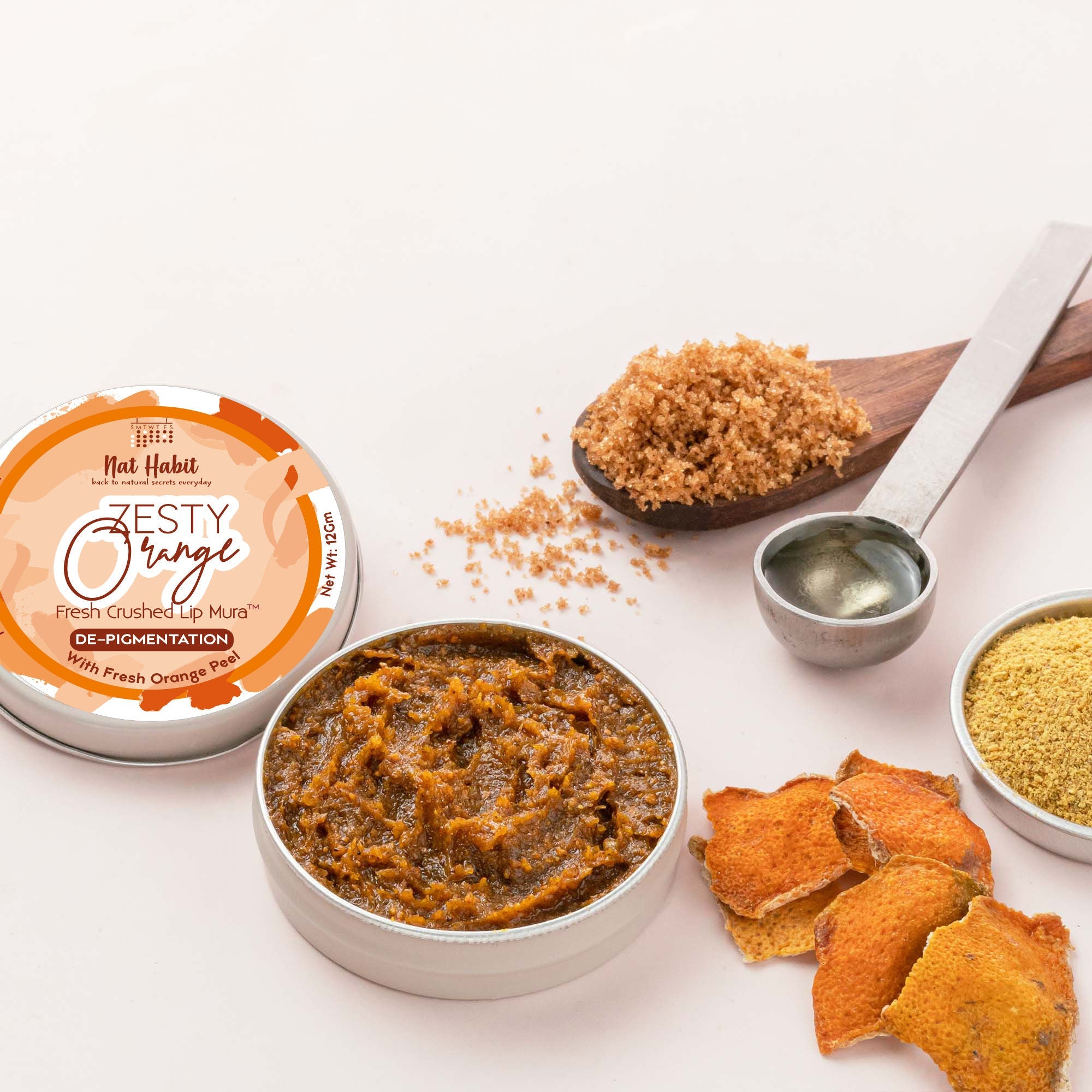Nat Habit Zesty Orange Lip Scrub for dark lips, Lightening Lip Mask for Pigmentation, Discoloration