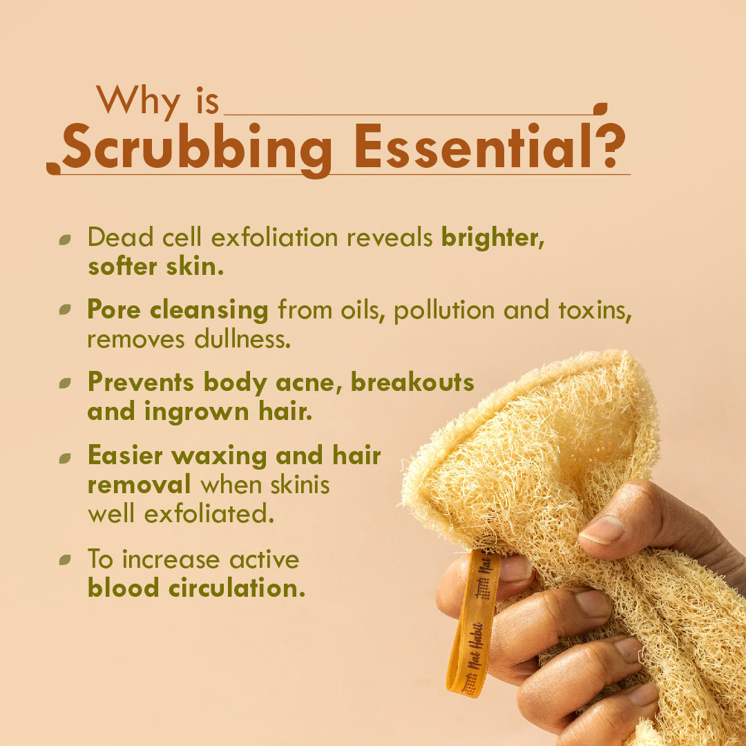 Nat Habit Natural Sun Dried Bath Loofah, Body Sponge, Scrubber for Men & Women, Sustainable Handmade