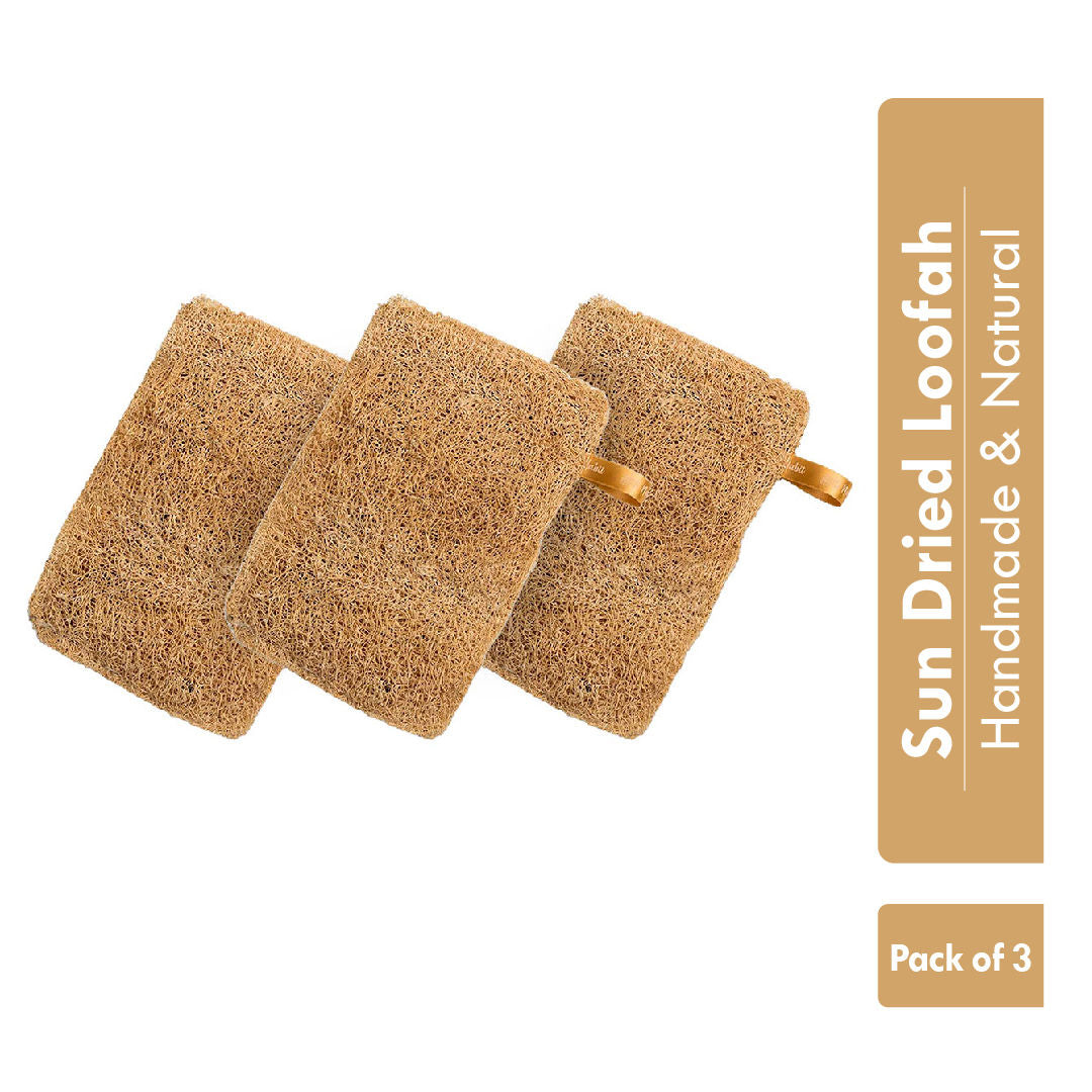 Nat Habit Natural Sun Dried Bath Loofah, Body Sponge, Scrubber for Men & Women, Sustainable Handmade
