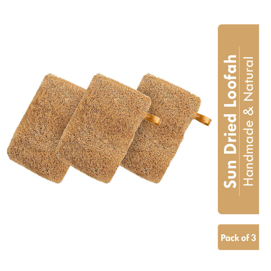 Nat Habit Natural Sun Dried Bath Loofah, Body Sponge, Scrubber for Men & Women, Sustainable Handmade