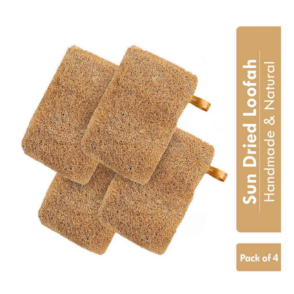 Nat Habit Natural Sun Dried Bath Loofah, Body Sponge, Scrubber for Men & Women, Sustainable Handmade