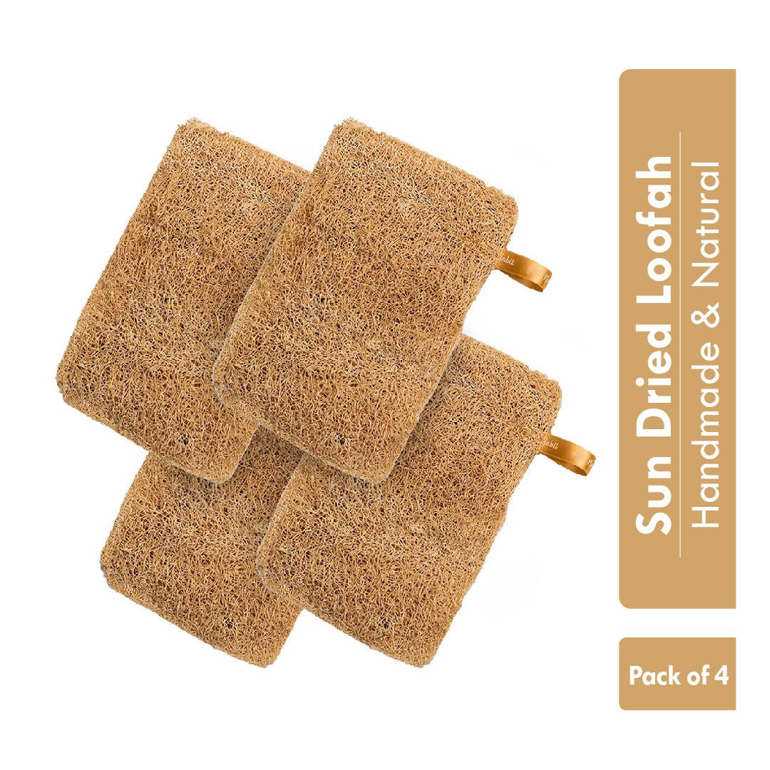 Nat Habit Natural Sun Dried Bath Loofah, Body Sponge, Scrubber for Men & Women, Sustainable Handmade