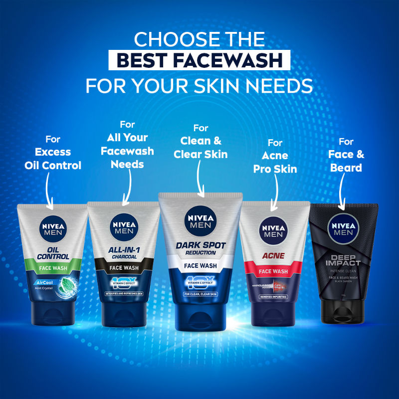 NIVEA MEN Face Wash for Oily Skin, Oil Control for 12hr Oil Control with 10x Vitamin C Effect