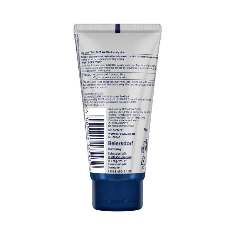 NIVEA MEN Face Wash for Oily Skin, Oil Control for 12hr Oil Control with 10x Vitamin C Effect