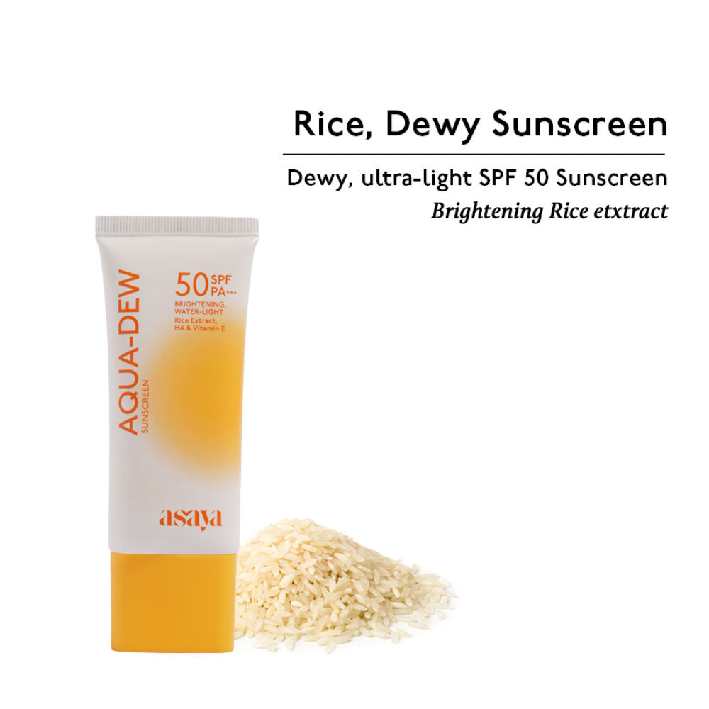 Asaya In-Vivo Tested Dewy Sunscreen SPF 50 Lightweight Water Sunscreen, Vitamin E No White Cast