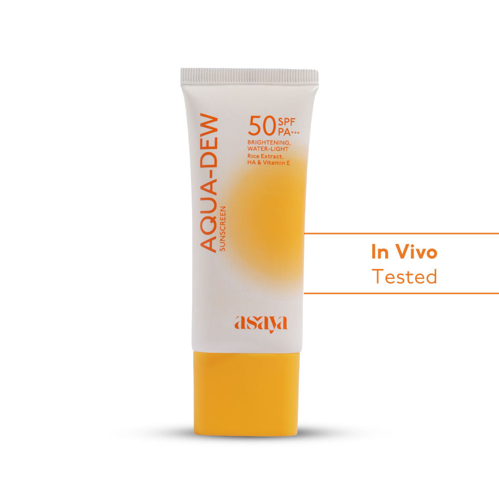Asaya In-Vivo Tested Dewy Sunscreen SPF 50 Lightweight Water Sunscreen, Vitamin E No White Cast