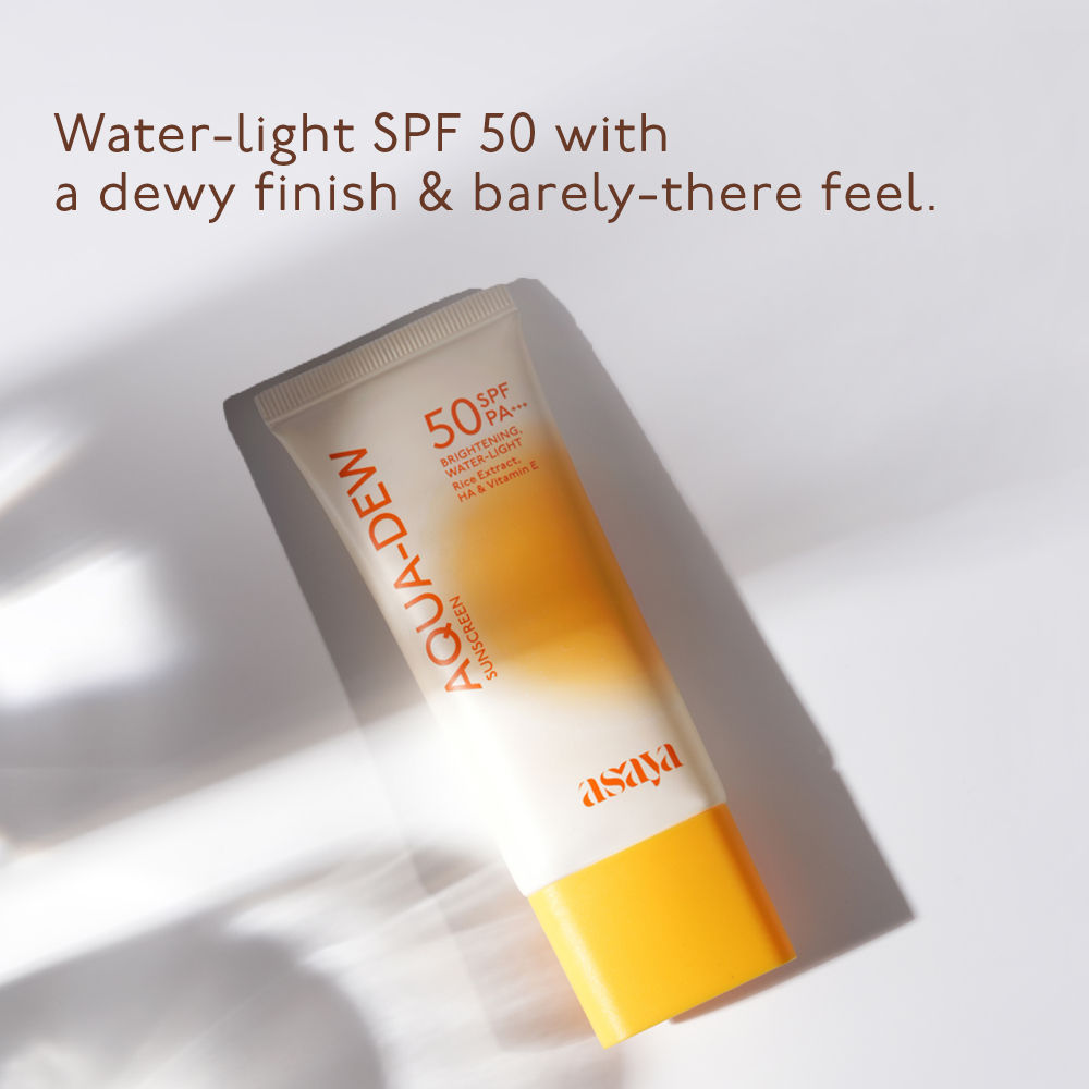 Asaya In-Vivo Tested Dewy Sunscreen SPF 50 Lightweight Water Sunscreen, Vitamin E No White Cast