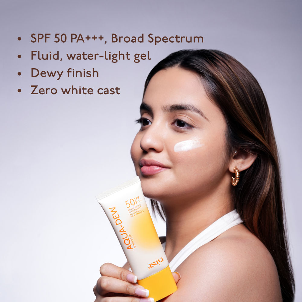 Asaya In-Vivo Tested Dewy Sunscreen SPF 50 Lightweight Water Sunscreen, Vitamin E No White Cast