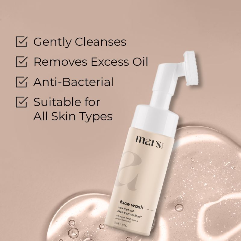 Mars by GHC Tea Tree Foaming Face Wash with Built-in Brush For Oil & Acne Control