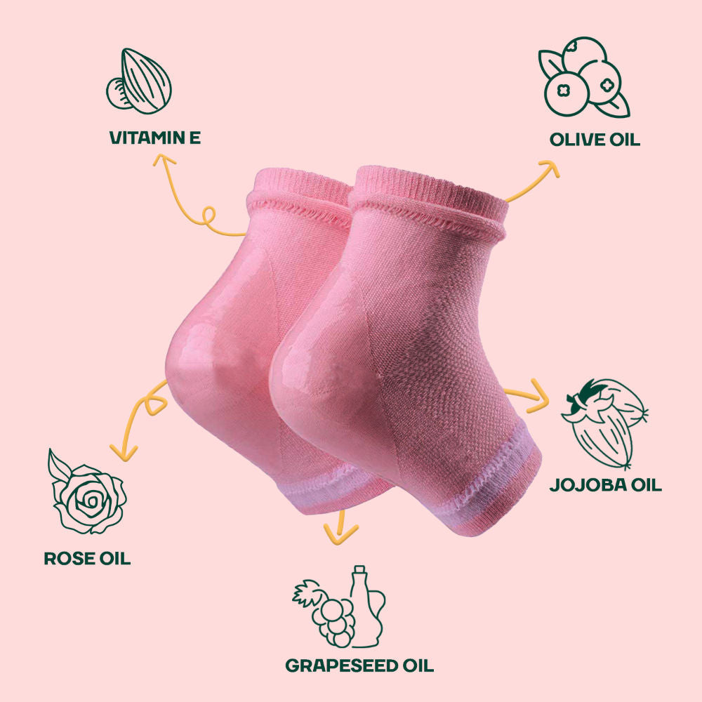 MOUNTAINOR Silicone Gel Heel Socks For Dry Hard Cracked Heel Repair Pad - Pink, Blue & Grey