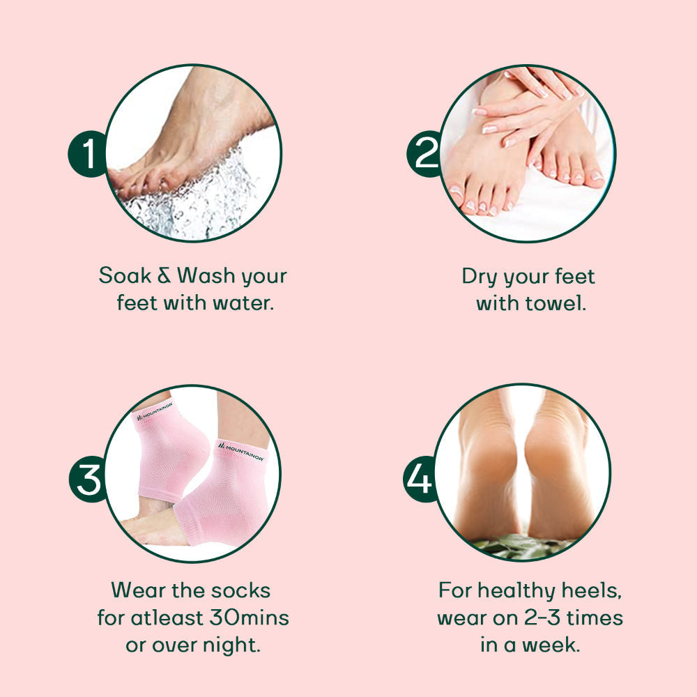 MOUNTAINOR Silicone Gel Heel Socks For Dry Hard Cracked Heel Repair Pad - Pink, Blue & Grey