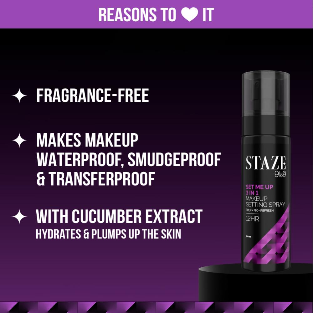 Staze 3-in-1 Prep + Fix + Refresh Setting Spray | 0.4 cm