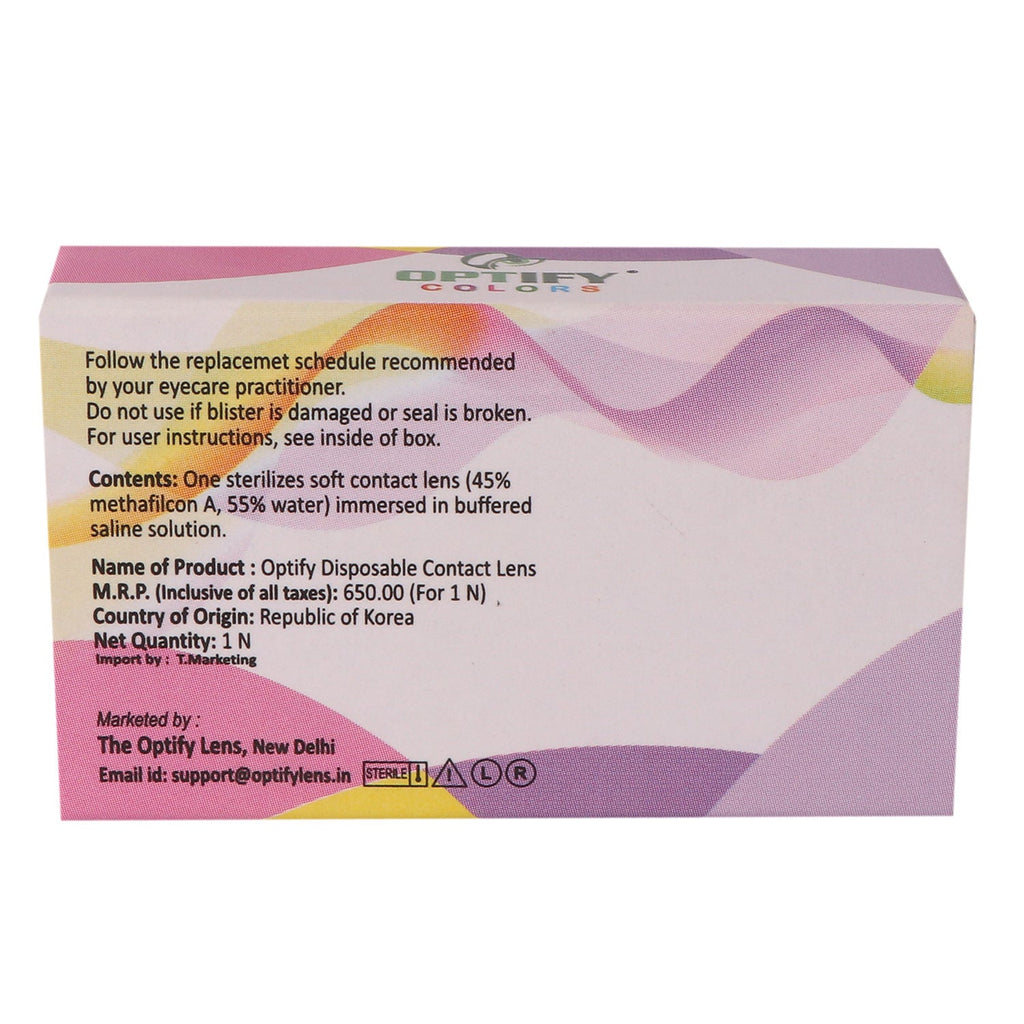 Optify Monthly Colored Contact Lenses Zero Power - Blue