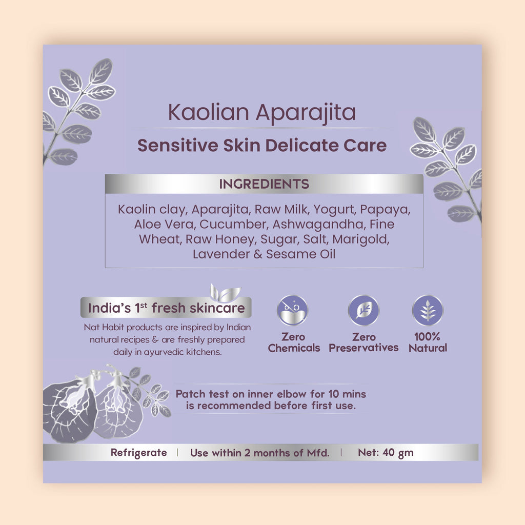 Nat Habit Kaolin Aparajita Ksheer Lepa, Face Mask for Sensitive Skin Delicate Care, Ayurvedic Pack