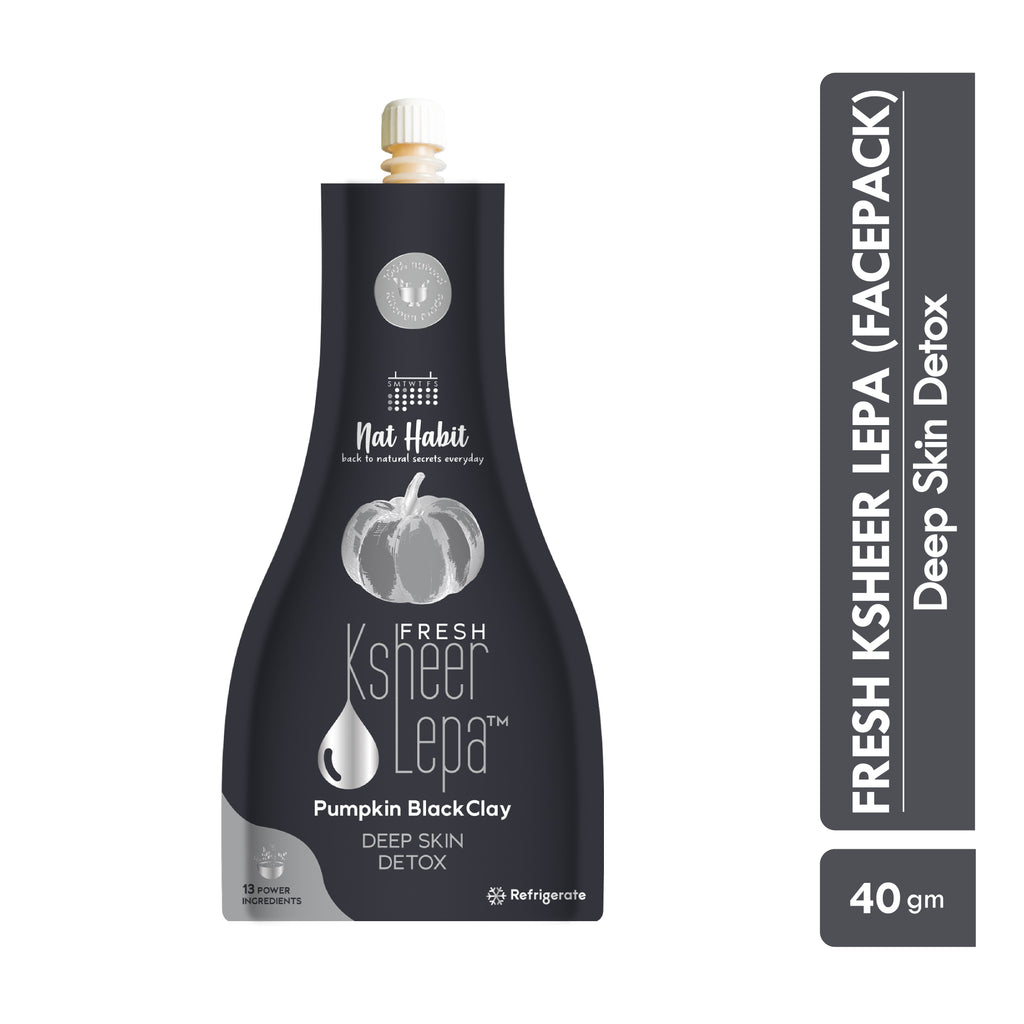 Nat Habit Pumpkin Black Clay Ksheer Lepa, Activated Charcoal Face Mask for Skin Detox,Clay Face Pack