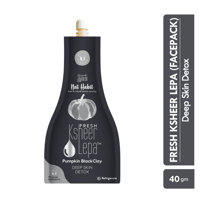 Nat Habit Pumpkin Black Clay Ksheer Lepa, Activated Charcoal Face Mask for Skin Detox,Clay Face Pack