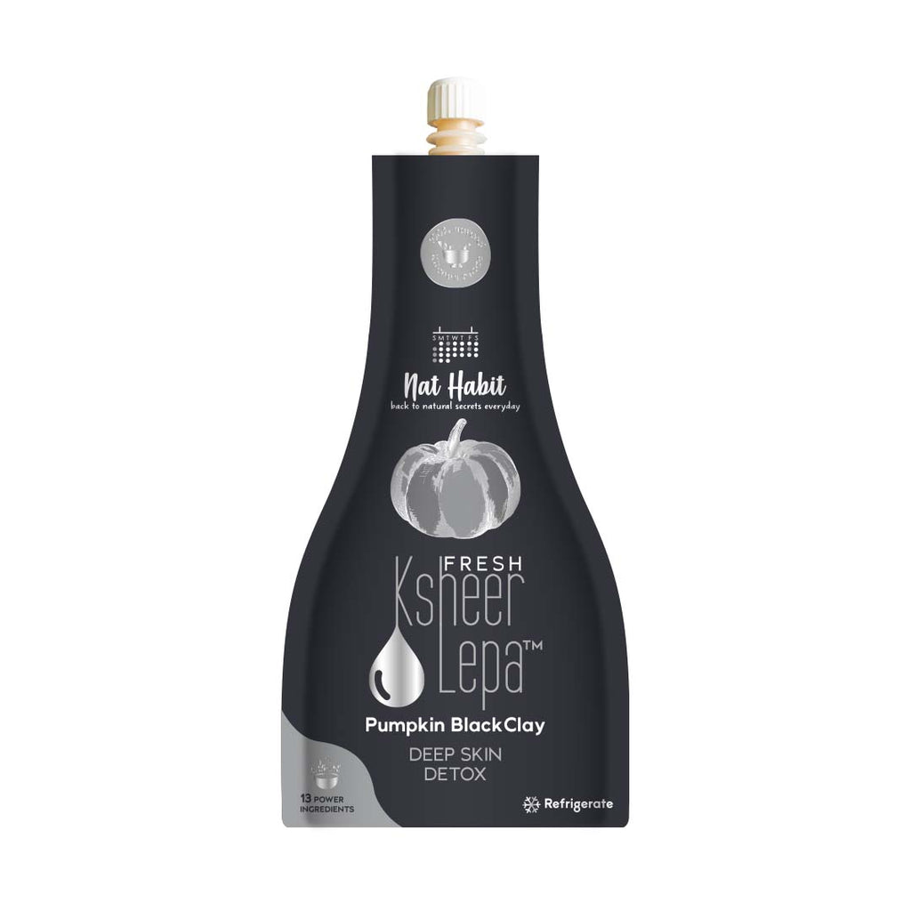 Nat Habit Pumpkin Black Clay Ksheer Lepa, Activated Charcoal Face Mask for Skin Detox,Clay Face Pack
