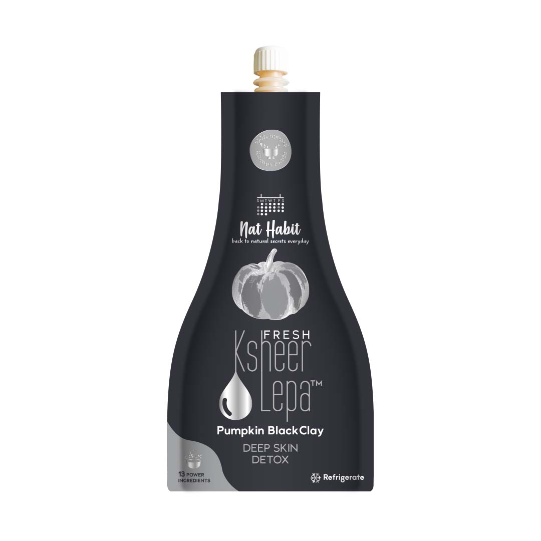 Nat Habit Pumpkin Black Clay Ksheer Lepa, Activated Charcoal Face Mask for Skin Detox,Clay Face Pack