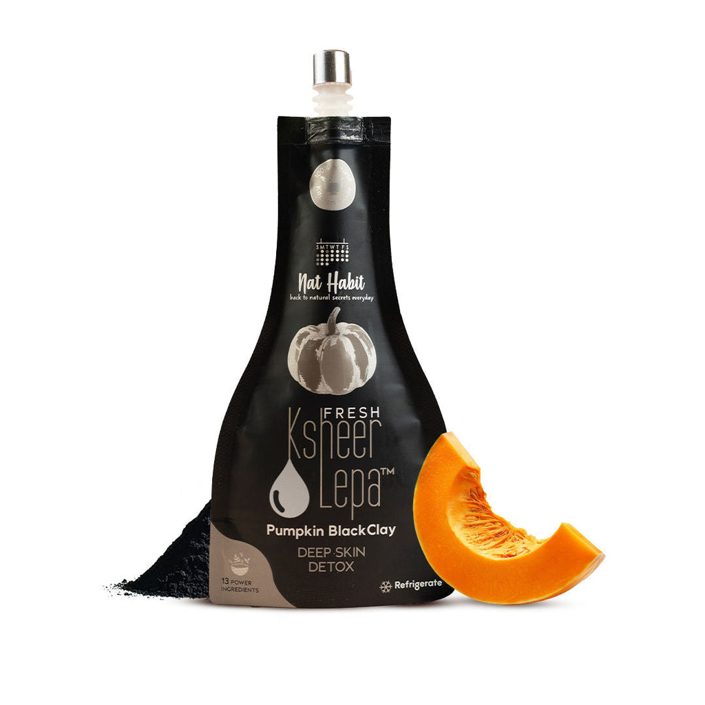 Nat Habit Pumpkin Black Clay Ksheer Lepa, Activated Charcoal Face Mask for Skin Detox,Clay Face Pack