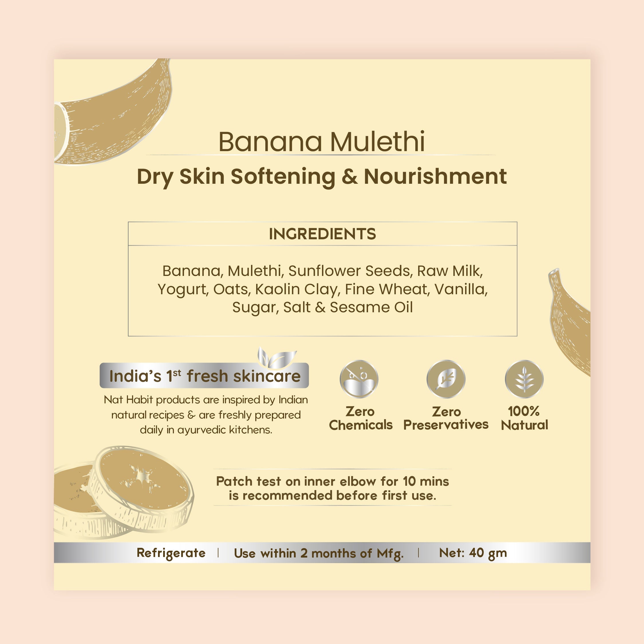 Nat Habit Banana Mulethi Ksheer Lepa, Clay Face Mask for Dry Skin Nourishment, Ayurvedic Face Pack