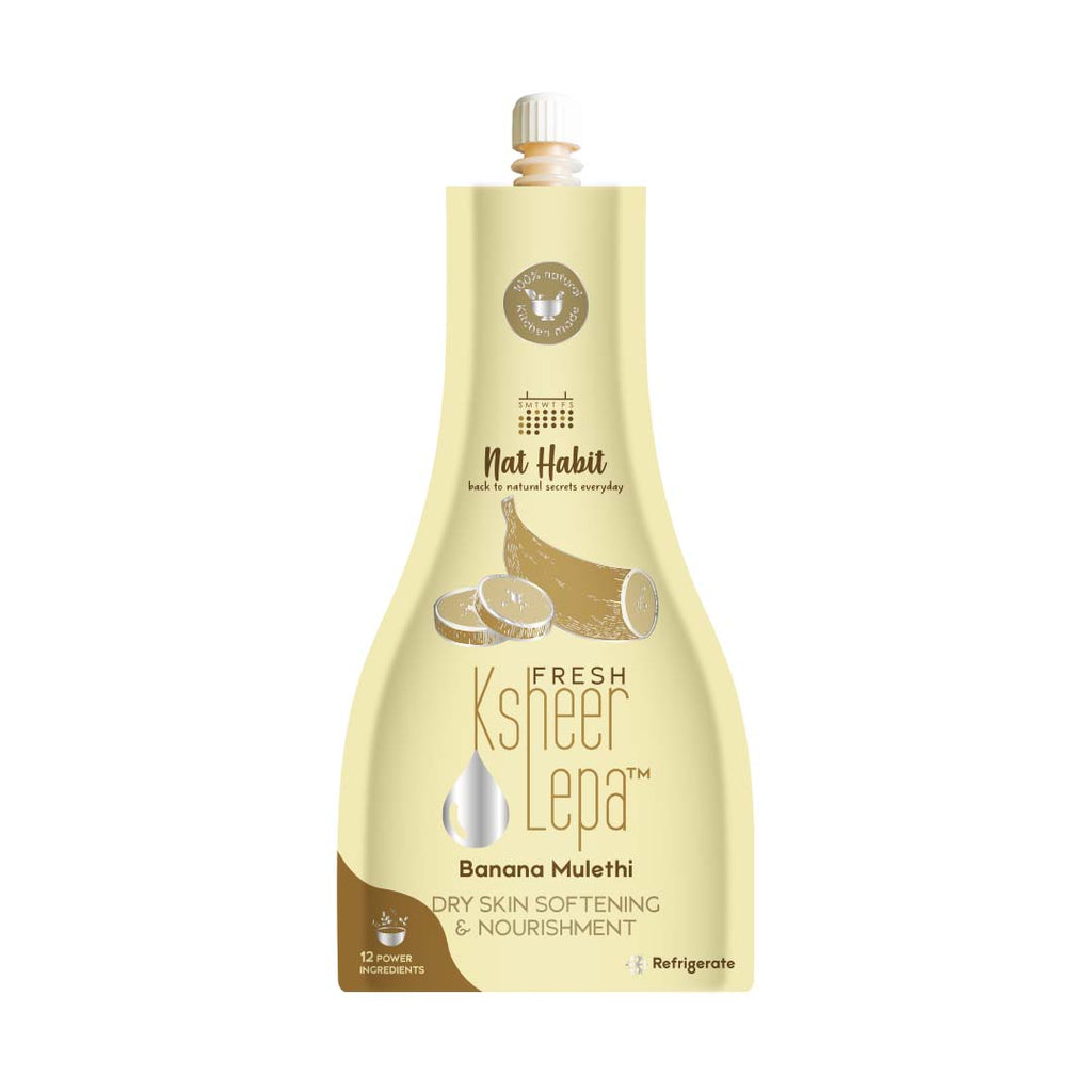 Nat Habit Banana Mulethi Ksheer Lepa, Clay Face Mask for Dry Skin Nourishment, Ayurvedic Face Pack
