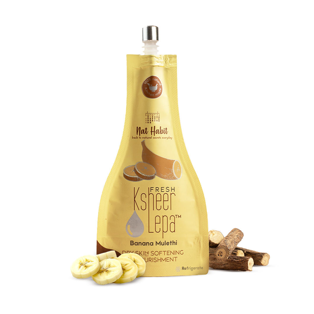 Nat Habit Banana Mulethi Ksheer Lepa, Clay Face Mask for Dry Skin Nourishment, Ayurvedic Face Pack