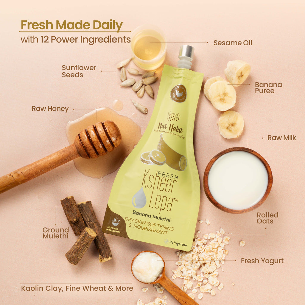 Nat Habit Banana Mulethi Ksheer Lepa, Clay Face Mask for Dry Skin Nourishment, Ayurvedic Face Pack