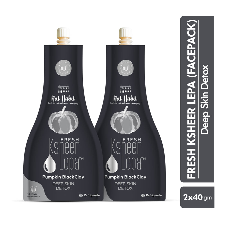 Nat Habit Pumpkin Black Clay Ksheer Lepa, Activated Charcoal Face Mask for Skin Detox,Clay Face Pack