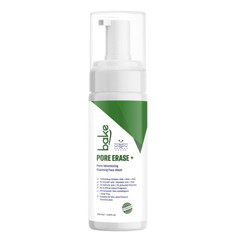 BAKE Pore Erase + Foaming Face Wash for Pore Cleansing, Blackhead Removal & Oil Control
