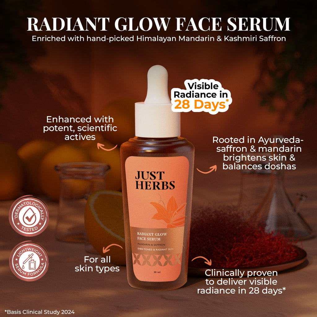 Just Herbs Radiant Glow Face Serum - Mandarin and Saffron