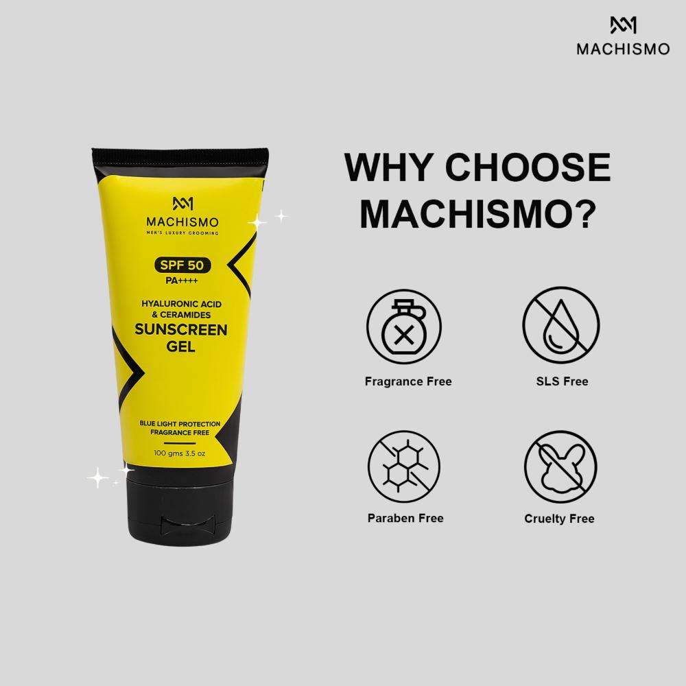 Machismo Hyaluronic & Ceramide Sunscreen Gel SPF 50