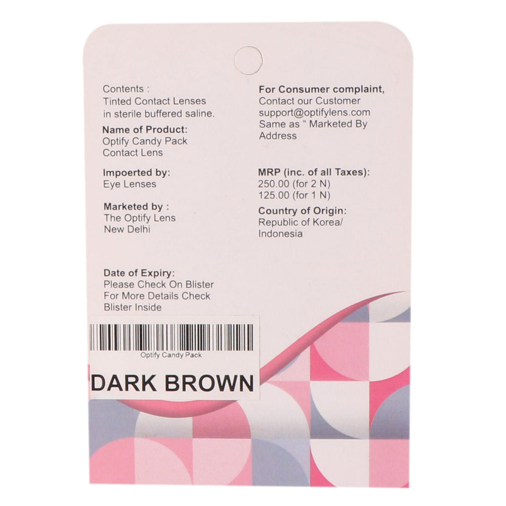 Optify Candy Pack Colored Contact Lenses Zero Power - Dark Brown