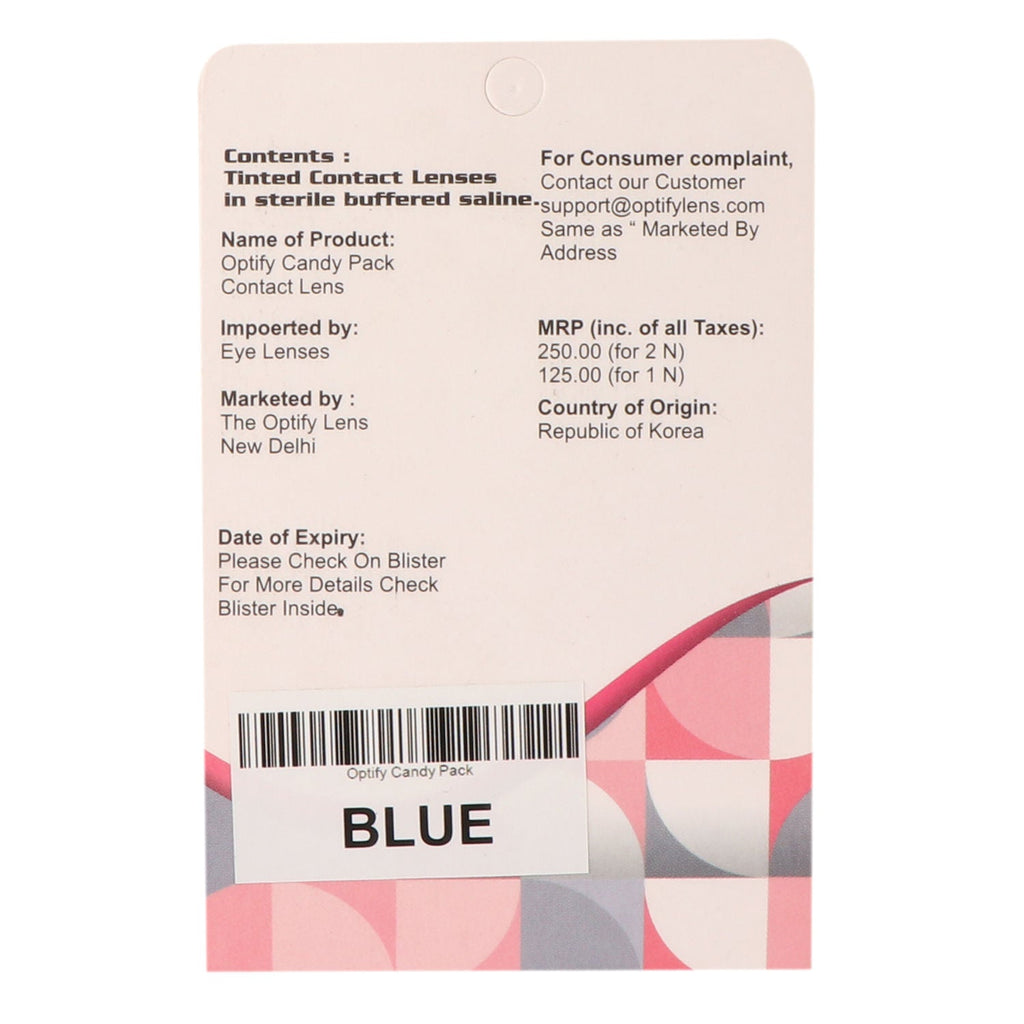 Optify Candy Pack Colored Contact Lenses Zero Power - Blue