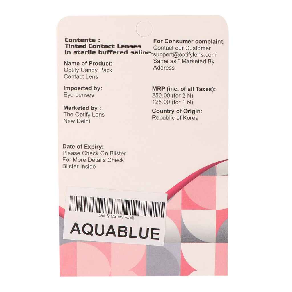 Optify Candy Pack Colored Contact Lenses Zero Power - Aqua Blue