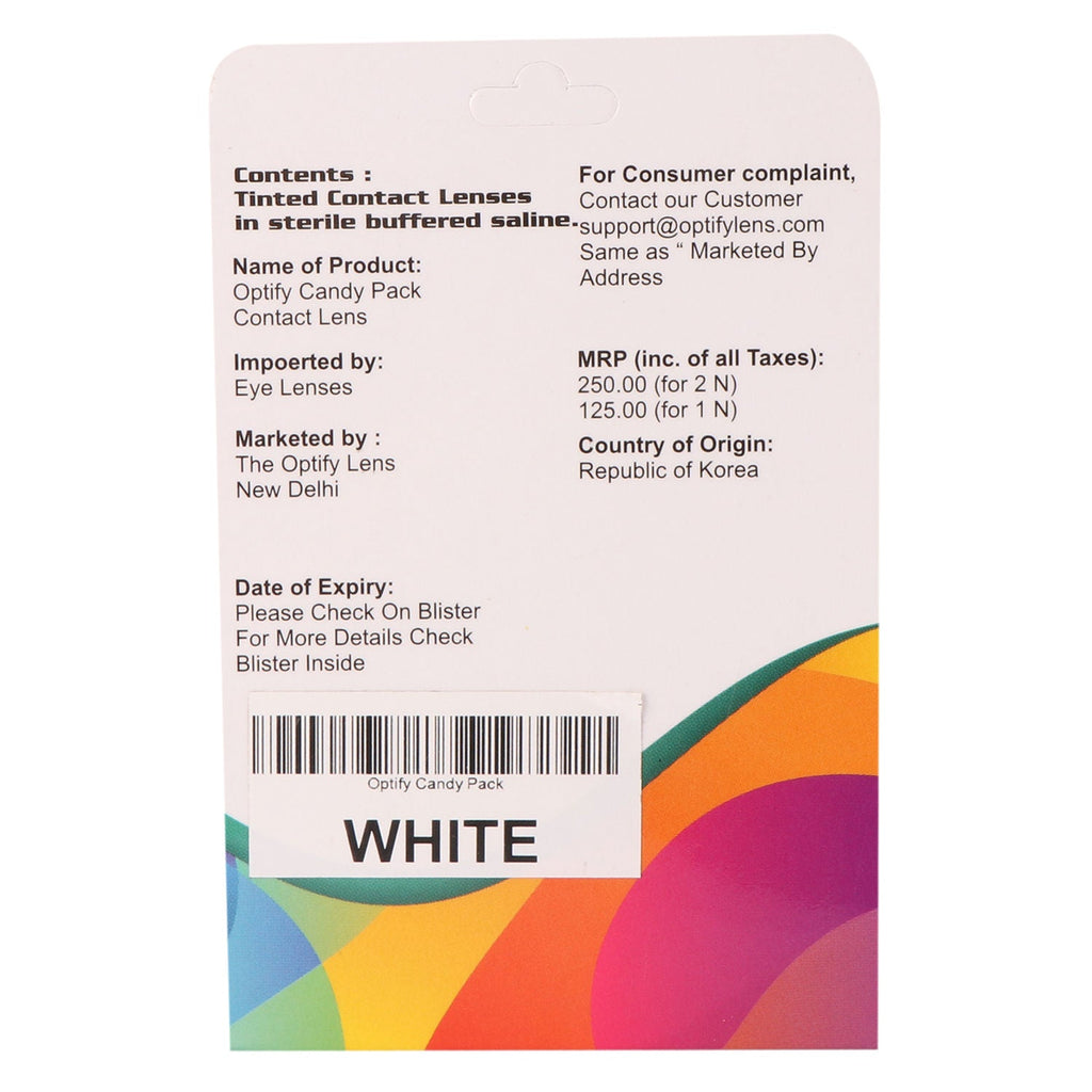 Optify Candy Pack Colored Contact Lenses Zero Power - White