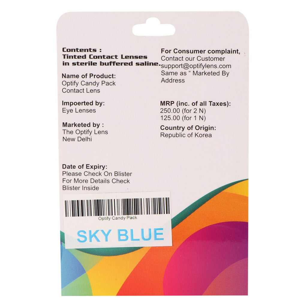 Optify Candy Pack Colored Contact Lenses Zero Power - Sky Blue