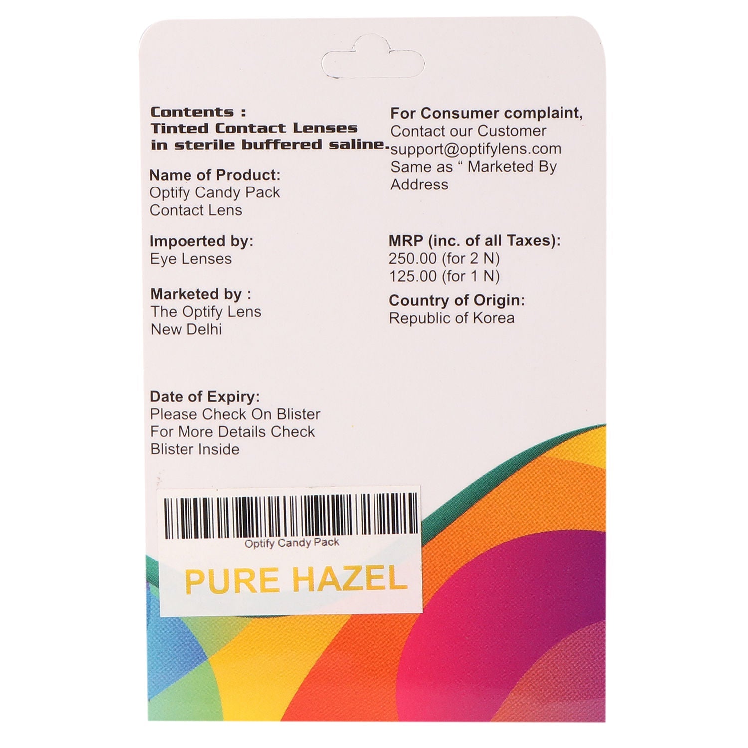 Optify Candy Pack Colored Contact Lenses Zero Power - Pure Hazel