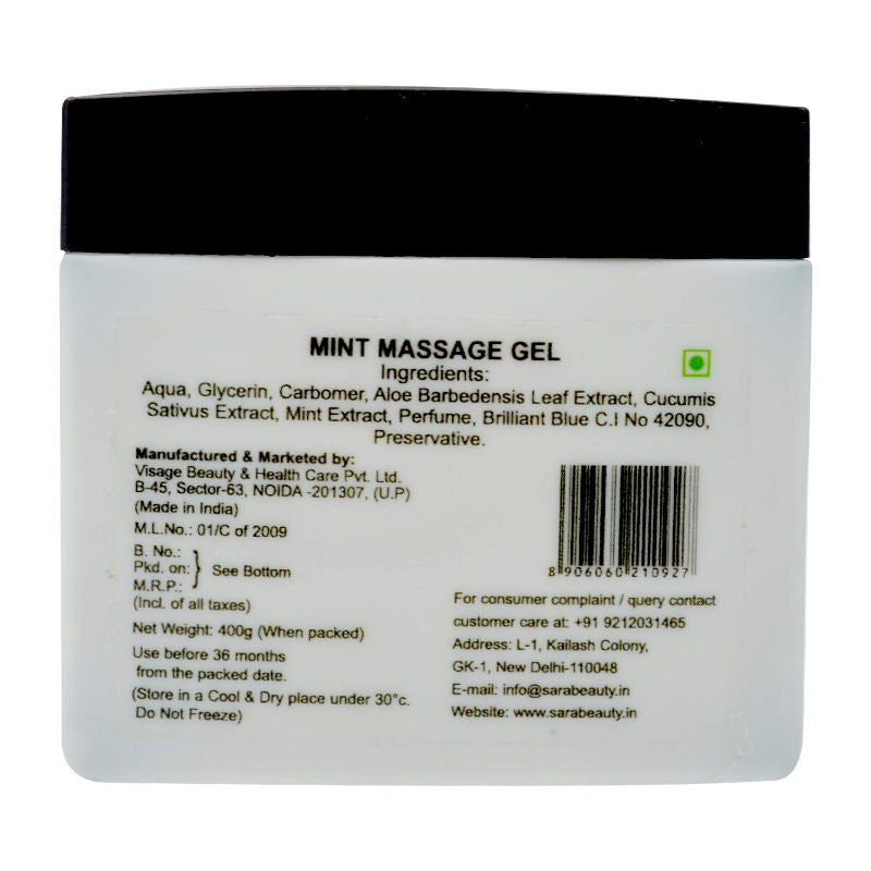 Sara Mint Massage Gel For Oil Control & Hydrated Skin, Skin Soothing and Relaxing effects