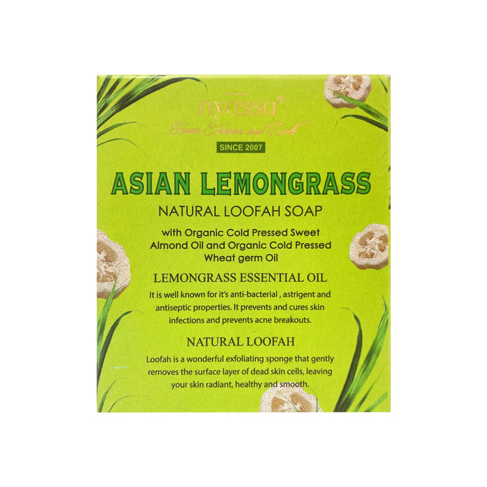 Nyassa Lemongrass Loofah Soap | Natural Exfoliating | Zesty Fragrance, Cruelty-Free | 150g