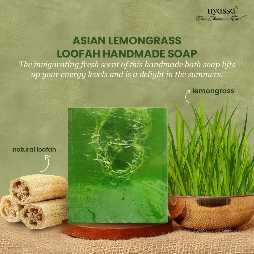 Nyassa Lemongrass Loofah Soap | Natural Exfoliating | Zesty Fragrance, Cruelty-Free | 150g