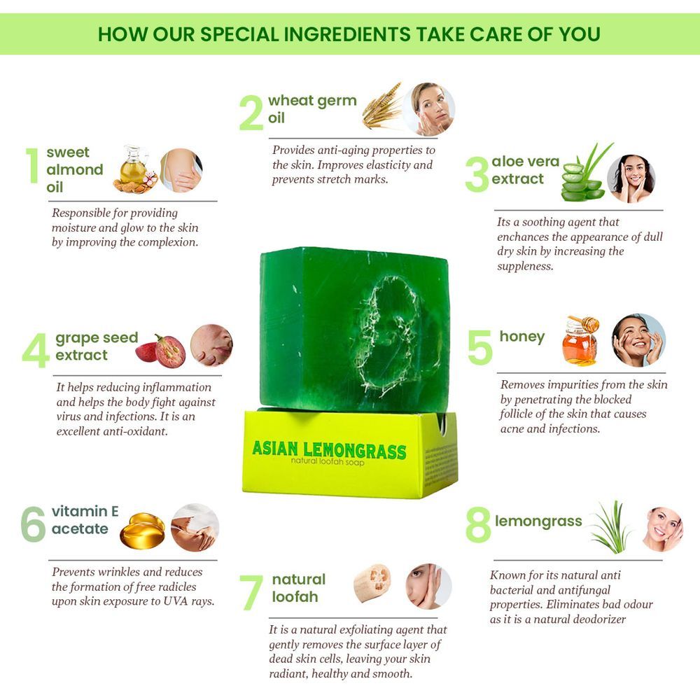 Nyassa Lemongrass Loofah Soap | Natural Exfoliating | Zesty Fragrance, Cruelty-Free | 150g