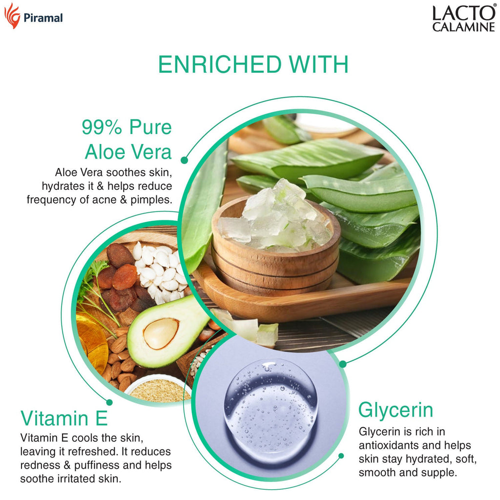 Lacto Calamine Aloe Vera Gel Face Moisturizer With 99% Pure Natural AloeVera, Vitamin E & Glycerin