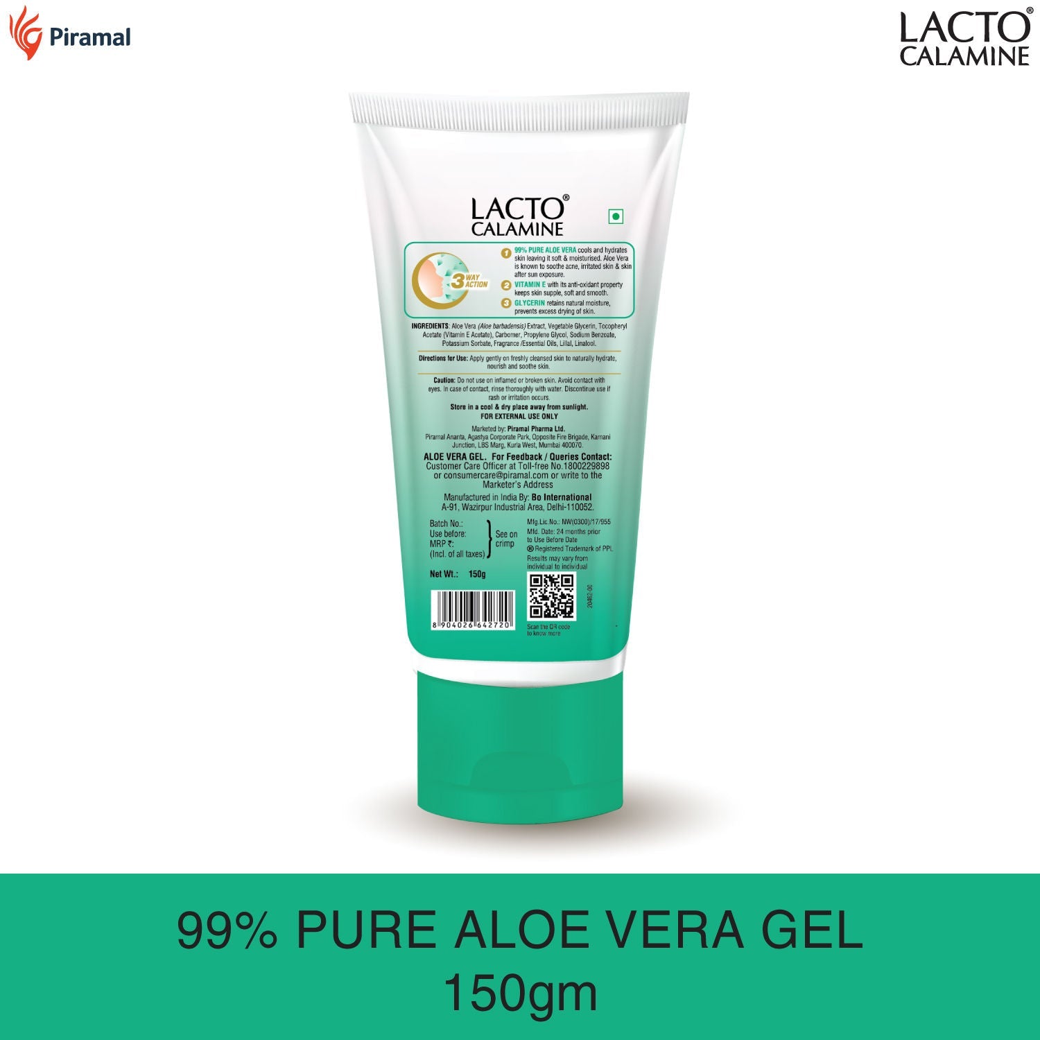 Lacto Calamine Aloe Vera Gel Face Moisturizer With 99% Pure Natural AloeVera, Vitamin E & Glycerin