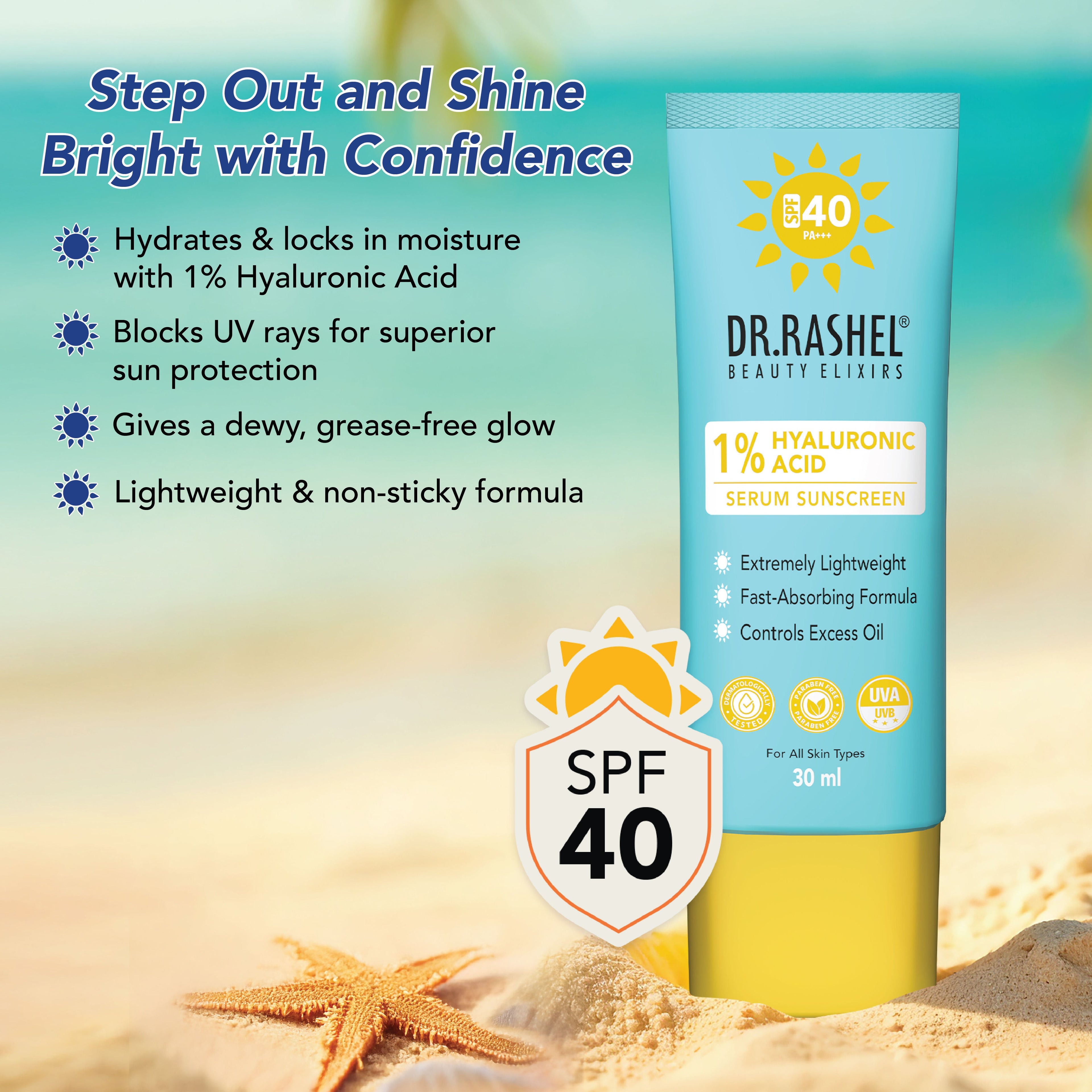 DR. RASHEL SPF 40 Serum Sunscreen With 1 Percent Hyaluronic Acid