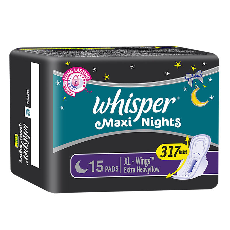 Whisper Maxi Nights Xl+ 15s Sanitary Pads for Women(Extra Heavyflow)