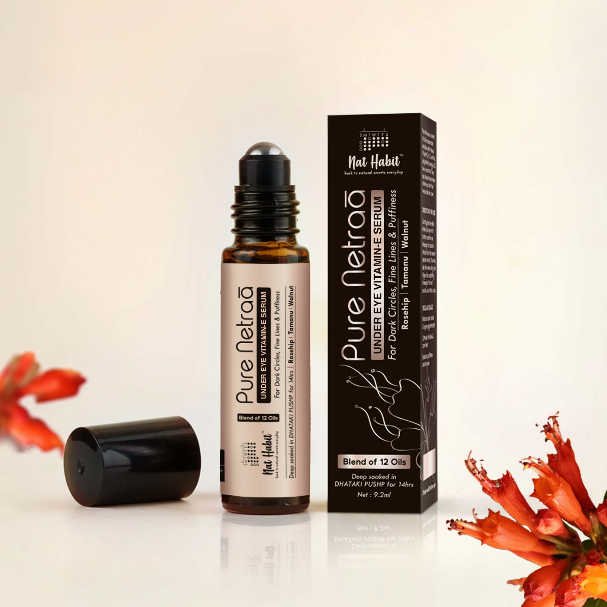 Nat Habit Pure Netraa Under Eye Serum For Dark Circle & Puffiness Reduction With Vitamin C & Retinol