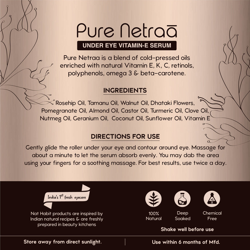 Nat Habit Pure Netraa Under Eye Serum For Dark Circle & Puffiness Reduction With Vitamin C & Retinol