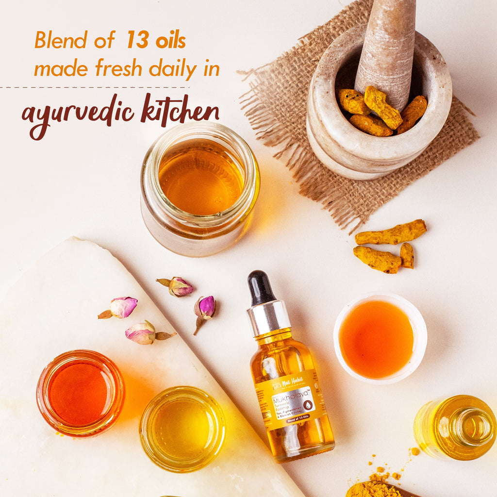 Nat Habit Pure Turmeric Rosehip Face Oil For Gua Sha, Tan Pigmentation & Blemish Control Mukhalaya